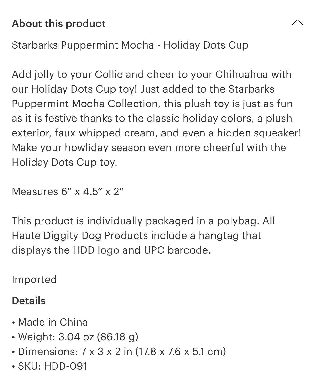 Holiday Starbucks Peppermint Mocha - Plush Toy